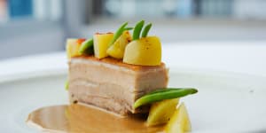 Go-to dish:Kurobuta pork belly,pickled green tomatoes and beach banana.