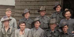 Jack Fahey,centre in back row,with fellow recruits in training before being sent to the Western Front.