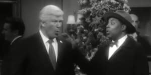 Baldwin as Trump,with Kenan Thompson,in the SNL skit.