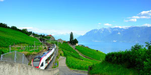 Take a commuter train along the banks of Lake Geneva.