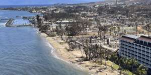 Burnt areas in Lahaina on the Maui island,Hawaii.