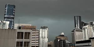 Storm over Brisbane CBD on Monday,24/11/2025.
