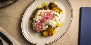 Gzik is a dish of smashed potatoes,fresh sour cheese,radish and cucumber.
