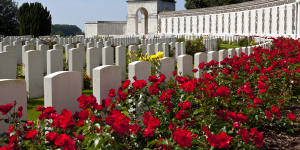 Graves at the world’s largest Commonwealth war cemetery at Tyne Cot near Passchendaele.