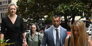 Kurtley Beale arrives at the Downing Centre District Court in Sydney.
