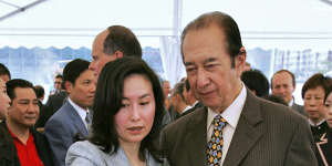The management agreement that governs Crown’s casino licence at Barangaroo bans any associate of Stanley Ho,pictured here with daughter Pansy,from having a shareholding in Crown.