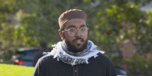 Hizb ut-Tahrir supporter Al-Aksha Bhuiyan at Sydney University.