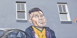 Devil in the detail of'lightning rod'Israel Folau mural