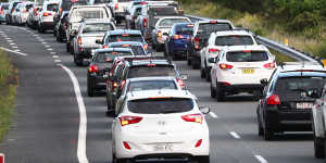 Easter holidaymakers travelling north from Brisbane at a crawl