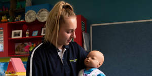 Jessica Libreri is studying to be a childcare worker at CathWest Innovation college.