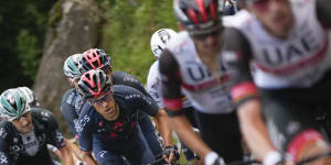 Richie Porte,centre,in action at the Tour de France last year. 