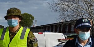 Police and the Australian Defence Force patrol the streets of Bankstown,one of the LGAs with strict restrictions allowing only healthcare and emergency service essential workers to leave the area during the lockdown. 