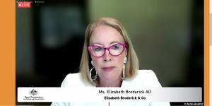Elizabeth Broderick gave evidence to the royal commission via video-link.