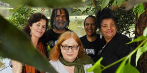 Save Our Rivers:Songwriter Marcia Howard,Corroboree organiser Bruce Shillingsworth,Ruby Hunter Project's Marea Ryan (foreground),Trish Shillingsworth and Indigenous artist Camellia Boney.
