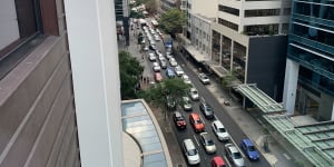 Traffic jam on Ann Street,Brisbane,at 9.26am on Wednesday,August 3,2022. Pic by 