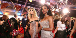 Delta Goodrem and Kelly Rowland at the last Logies red carpet in 2019.