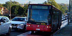 The 500X express bus on Victoria Road in Drummoyne.
