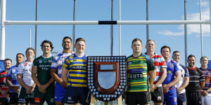 Shute Shield captains at this week’s season launch at NSW Rugby headquarters.