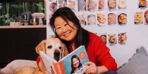Nagi Maehashi with her dog Dozer and new book Tonight,which will be out on October 15.