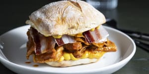 Messy and marvellous:The bifana (Portuguese pork sandwich) from chef Nuno Mendes of Lisboeta in London.