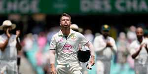 Australia’s David Warner walks off the field after he lost his wicket to Pakistan on the fourth day of their cricket test match in Sydney,Saturday,Jan. 6,2024. (AP Photo/Rick Rycroft)