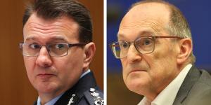 AFP commissioner Reece Kershaw and Philip Gaetjens,secretary of the Department of Prime Minister and Cabinet. 
