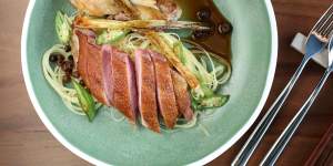 Chinese-inspired salted duck with muntries.