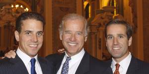 Joe Biden with sons Hunter (left) and Beau in 2004.