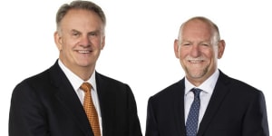 Mark Latham (left) during his time as One Nation’s NSW leader,and his colleague Rod Roberts.