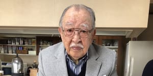 Shigeichi Negishi,inventor of karaoke,photographed in 2018.