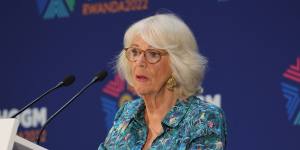 Camilla,Duchess of Cornwall and future Queen Consort,speaks at the Violence Against Women and Girls event in Kigali,Rwanda.
