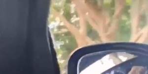 Model Jordan Barrett recording himself while driving in the Bondi area on Thursday afternoon.