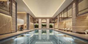 The pool at the OWO Raffles London.