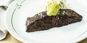 Flat iron steak with “Beverly butter”.