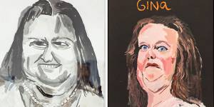 Double or nothing:Vincent Namatjira’s portraits of Gina Rinehart were the subject of requests for removal.