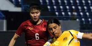 Sam Kerr scored during Australia's Olympic qualifier.