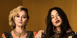 Designer Camilla Franks (left) and Jessica Gomes model the Wonder Woman collection.