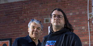 Director of Ego:The Michael Gudinski Story Paul Goldman (left) and now boss of the Mushroom Group Matt Gudinski.