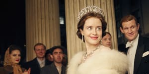 Claire Foy as Queen Elizabeth II and Matt Smith as Prince Philip,in the first season of The Crown.