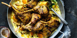 Sumptuous:Lamb cutlets with a pumpkin-almond curry.