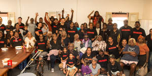 Members of the Yindjibarndi Aboriginal Corporation celebrate their legal victory over Fortescue in 2020.