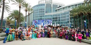 Some of the many fans who turned up in cosplay as their favourite Disney characters.