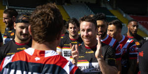 James Maloney enjoys an opposed session against his former club the Roosters last year.