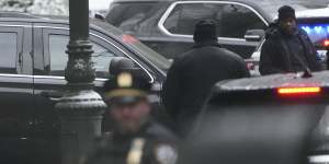 Former president Donald Trump’s motorcade leaves Manhattan federal court in New York.