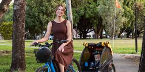 Sophie Haring with her son Johnathan,5,lives without a car.