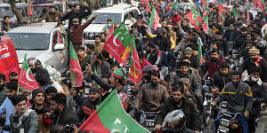 Supporters of former prime minister Imran Khan and political party Pakistan Tehreek-e-Insaf (PTI) attend an election campaign rally in Lahore,Pakistan on the weekend.