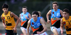 Jason Gillbee,playing for the Allies,at the U18 AFL Boys Championships last year in Adelaide.