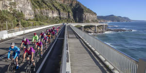 Racers will traverse the Sea Cliff Bridge north of Wollongong.