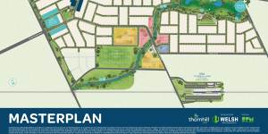 Marketing material for Thornhill Park estate. A future interchange for the Western Freeway is shown at Mount Cottrell Road and a future flyover on Paynes Road.