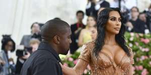 Shape shifter ... Kim Kardashian West and Kanye West at this year's Met Gala. The reality TV star announced on Wednesday she was entering the lingerie business.